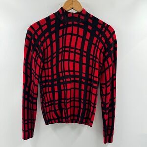 Juliana Red Abstract Criss Cross Sweater Y2K Vintage Fit Small/Medium